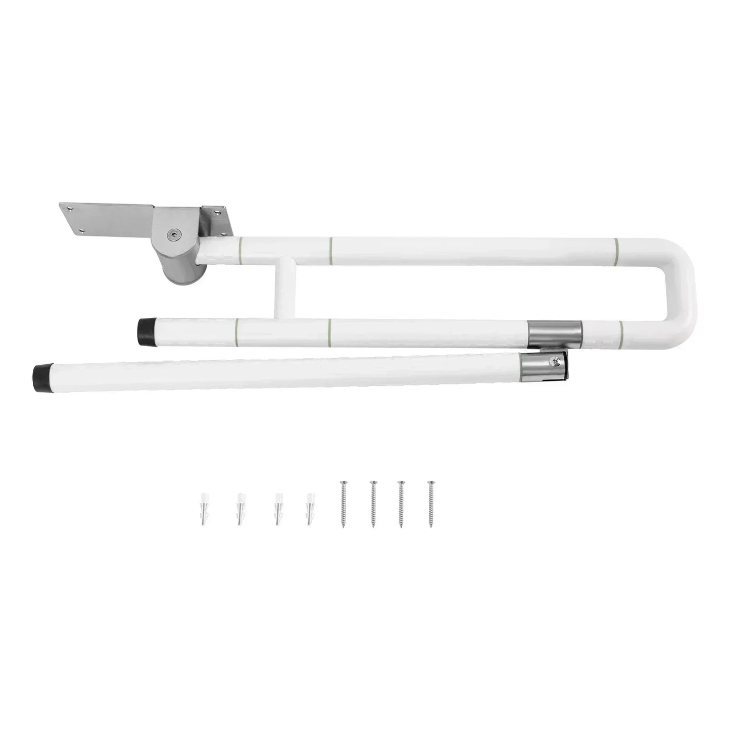 Foldable L-Shaped Toilet Support Rail with ABS-Stainless Steel 100kg Load Capacity Elderly Safety Aid (White, 70cm Height)