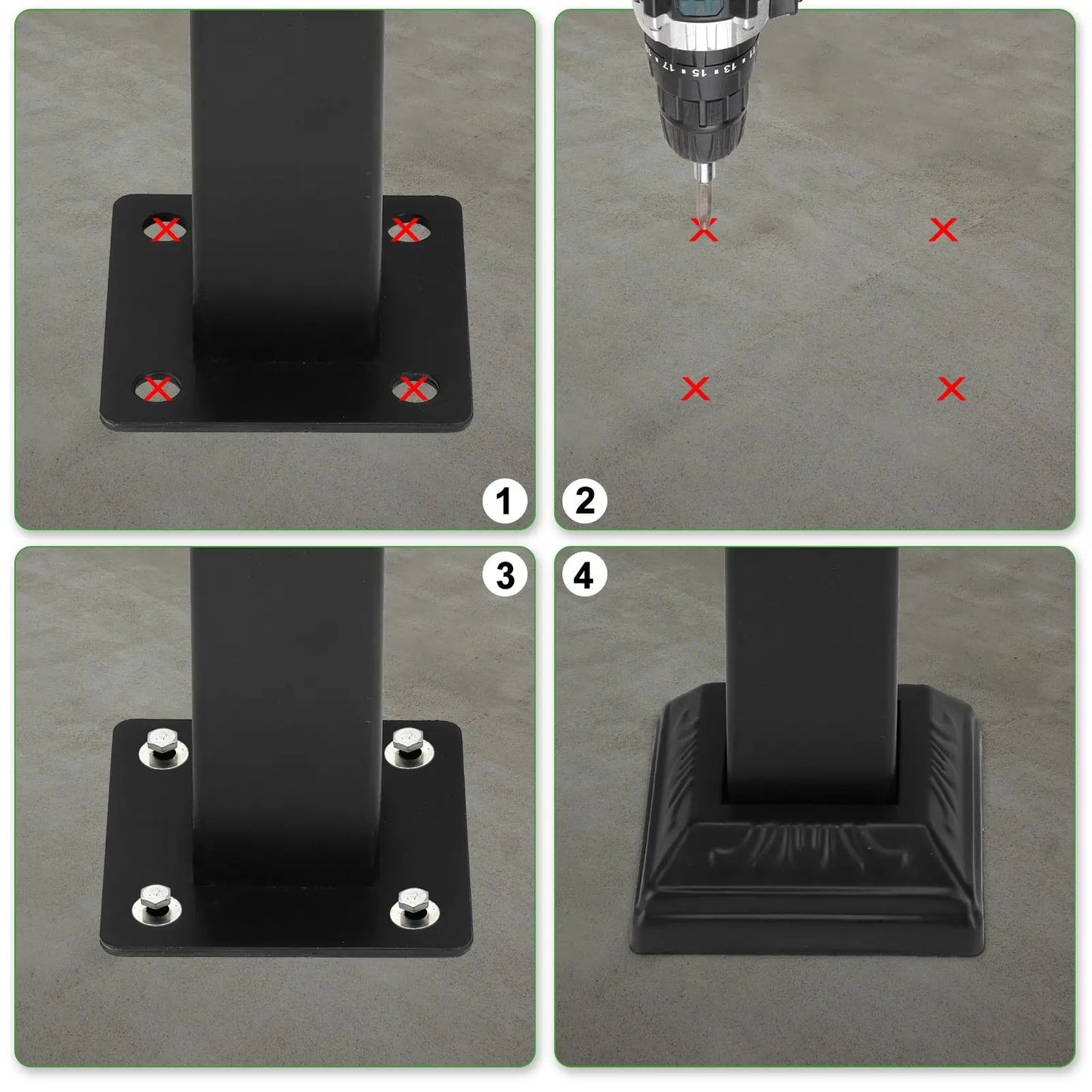 Outdoor Stair Handrail for 1 to 4 Steps Carbon Steel Transitional Hand Rail Kit Safety Railing for Porch Deck Patio Seniors