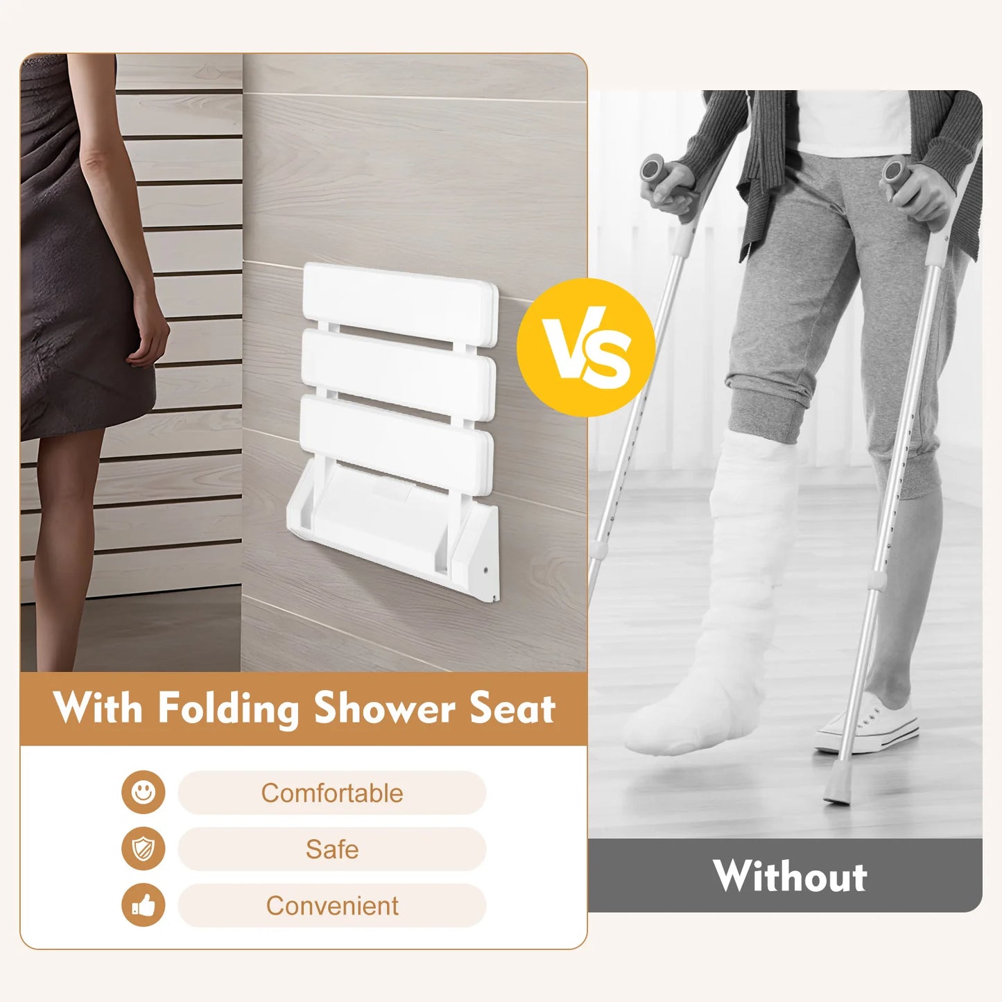 High-concerned Wall Folding Shower Chair For Safe Bathing
