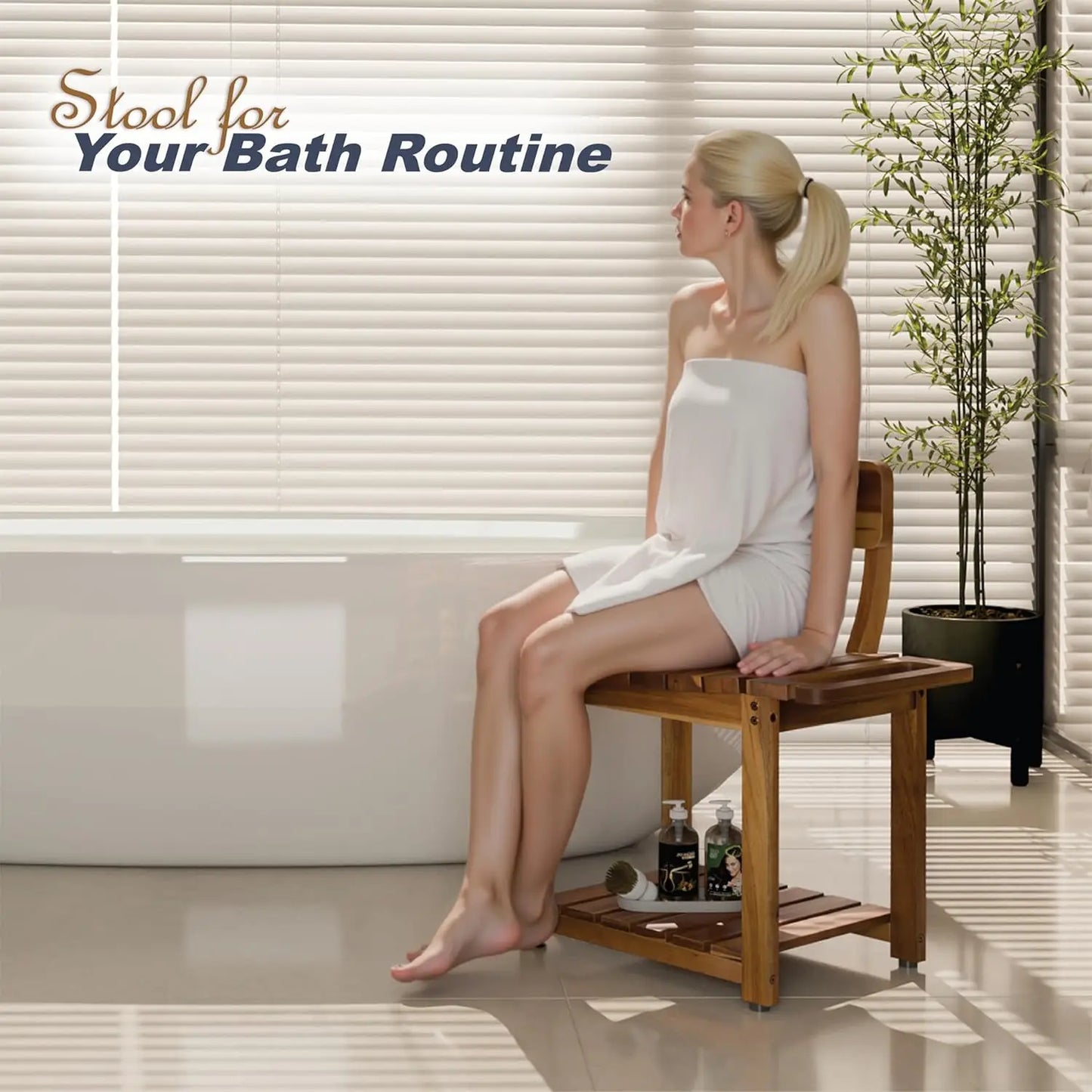 XMSJ Shower Chair With Backrest Heavy Duty Supports 450 Lbs