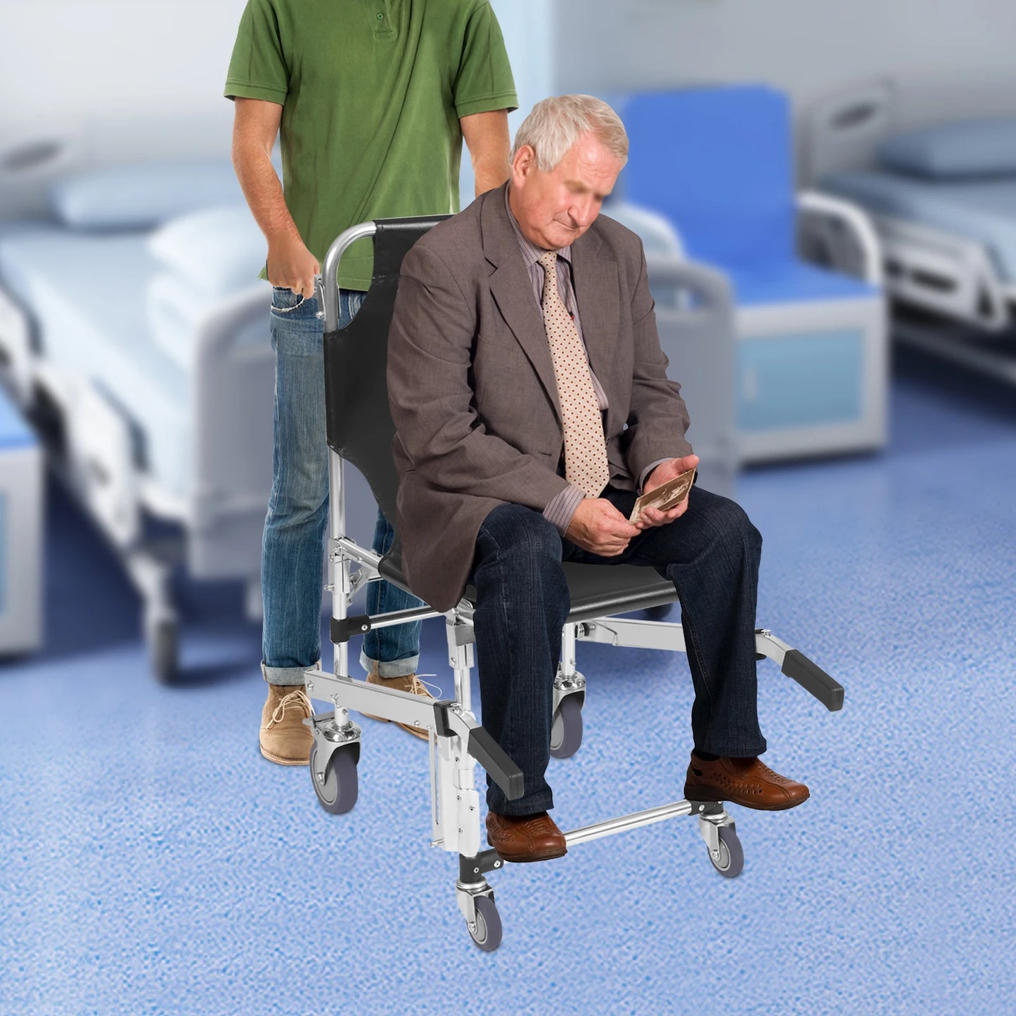 Hign-concerned Foldable Emergency Stair Chair For Staff Transport Load-Bearing