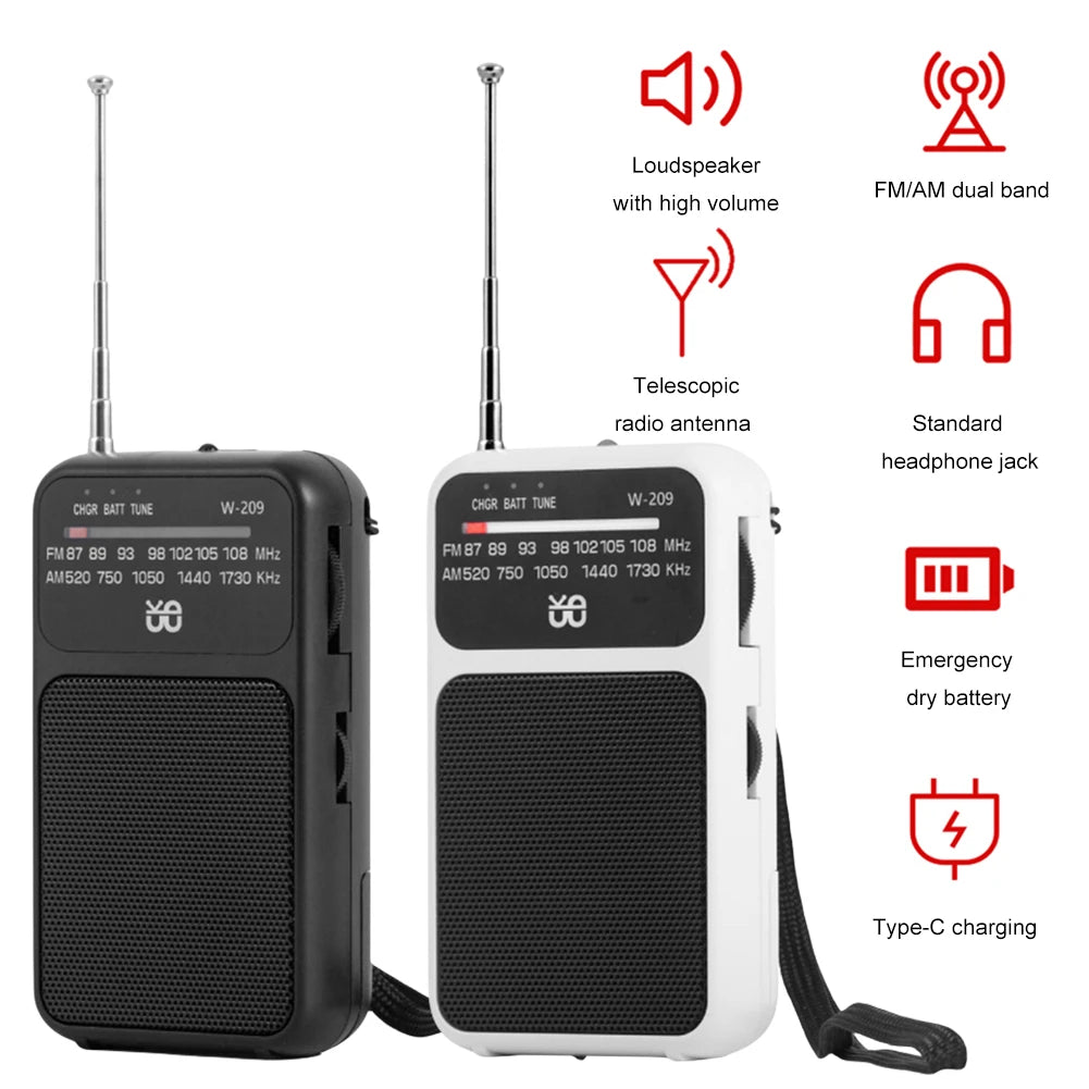 ALLOYSEED Portable AM FM Radio With Built In Speaker
