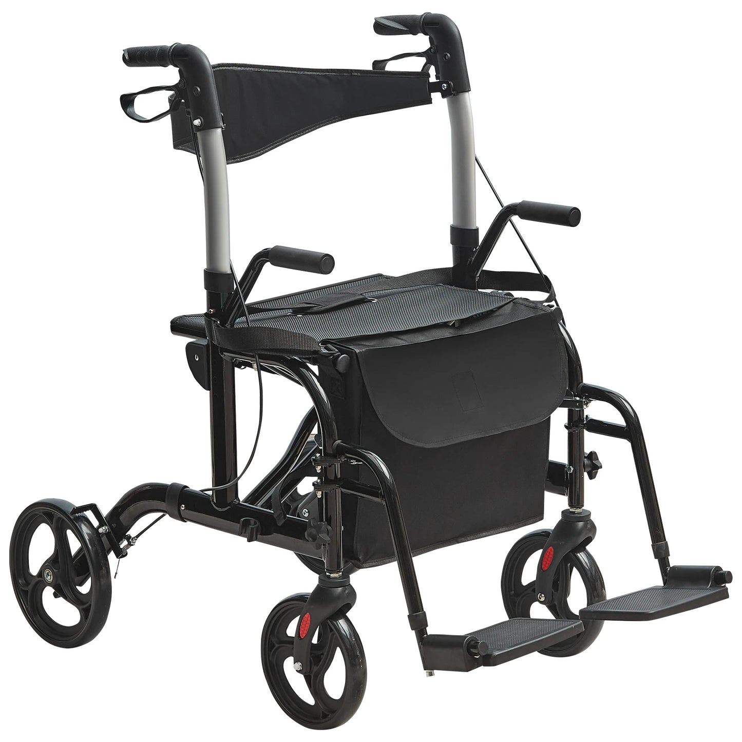 VEVOR 2-In-1 Rollator Walker and Transport Chair for Seniors
