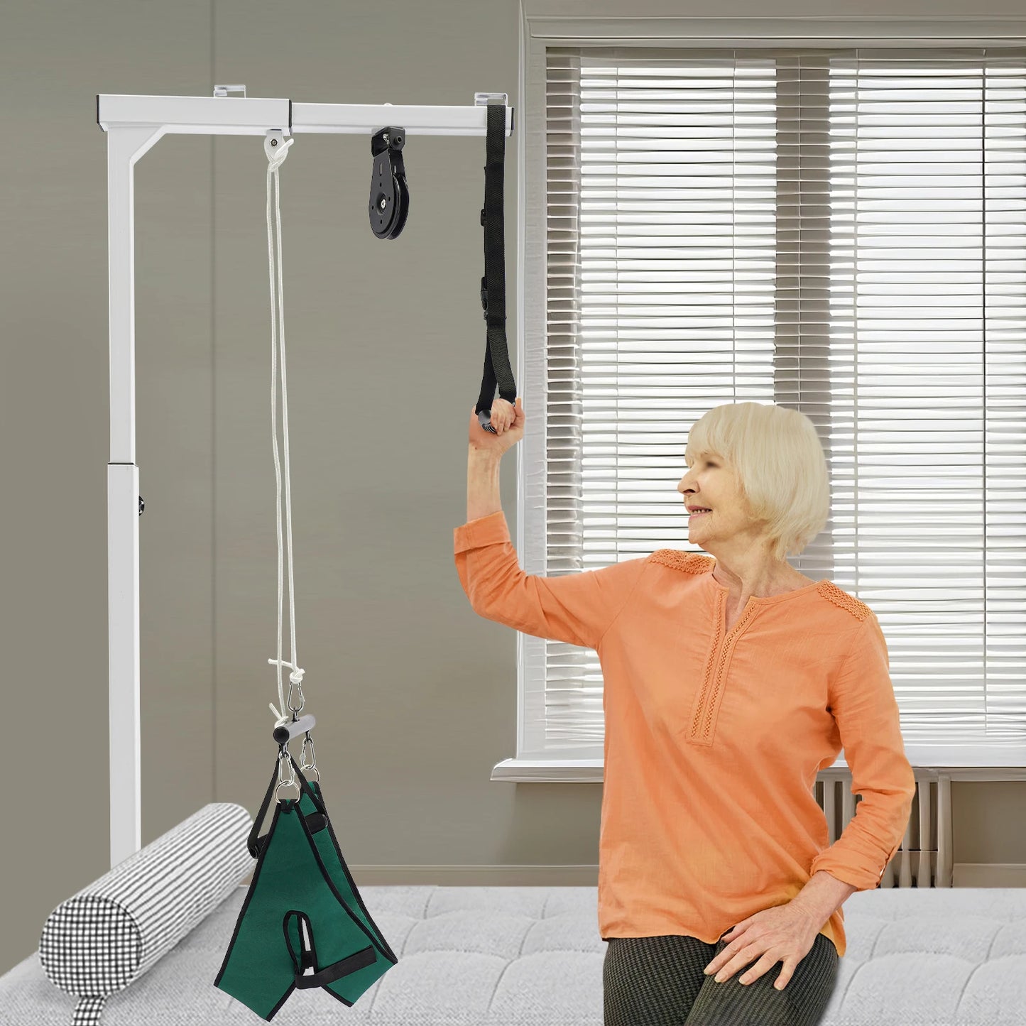 Multifunctional Standing & Bed Lift Assist Frame - Steel Construction, 220lbs Capacity, White Finish, Safe Rise Aid for Seniors
