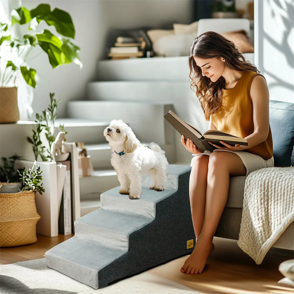 Dog Door 3/4 Step Pet Ramp Stairs For Cats Dogs Washable Removable