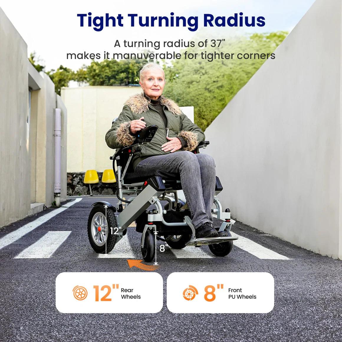 MAIDESITE Lightweight Foldable Electric Wheelchair for Adults