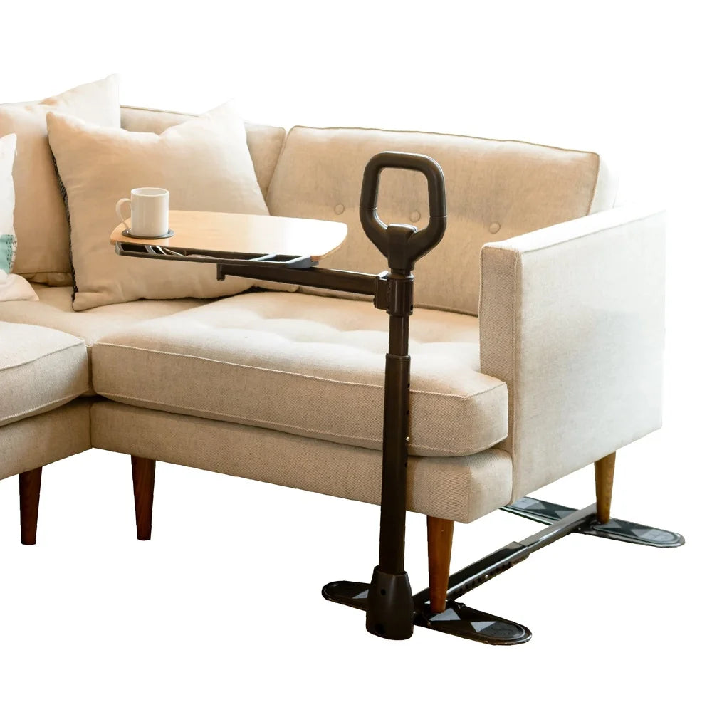 Adjustable Swivel TV Tray Table With Cupholder Stand Assist