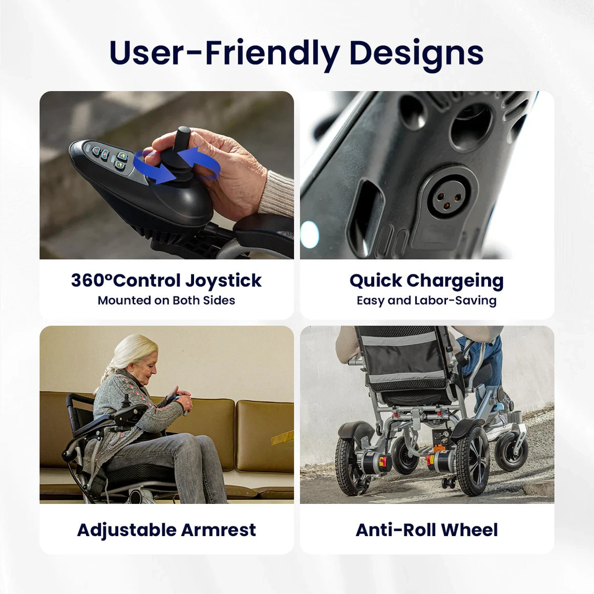 MAIDESITE Electric Wheelchair for Adults Lightweight Foldable All-Terrain