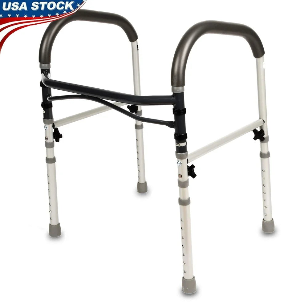 Bathroom Safety Rails Seniors Adjustable Height 27-33 Inches 350 lb Capacity Tool-Free Assembly Multi-Use Toilet Sink Support