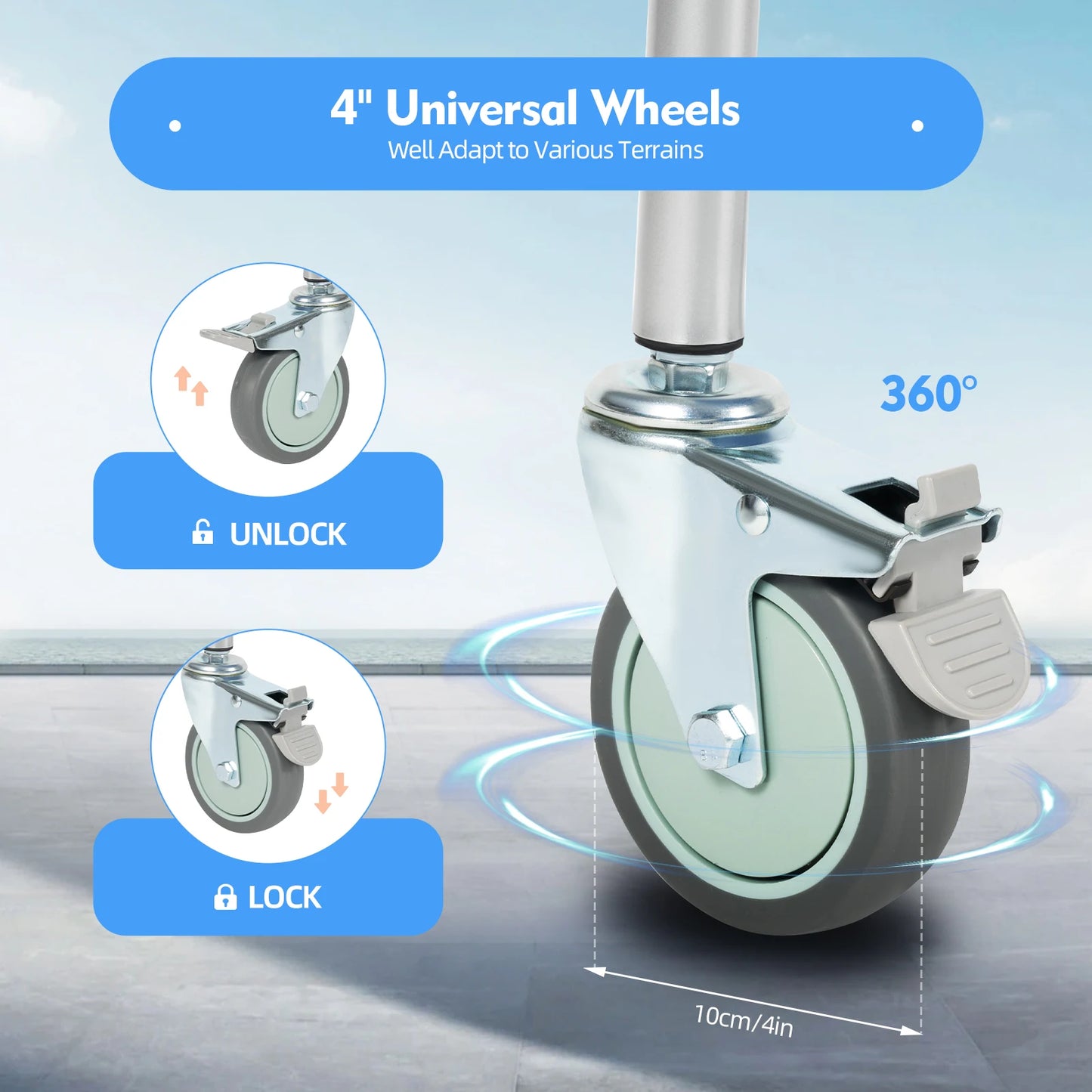 Toilet Commode Chair with Wheels 330lb Load Elderly Bedside Commodes Wheelchair Portable Bathroom Assist Disability Potty Stool