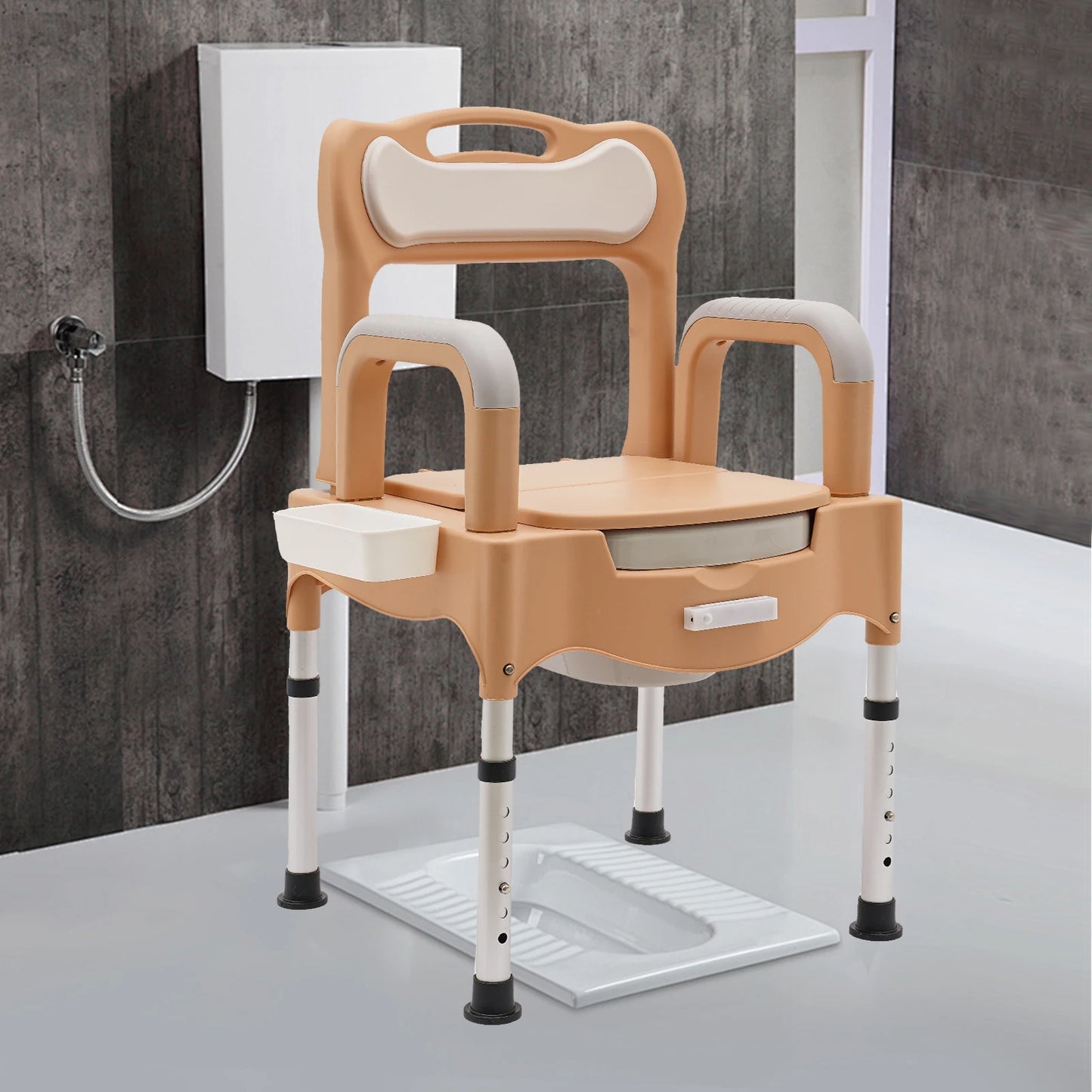 Hign-concerned Bedside Commode Chair Height Adjustable Sensor Light