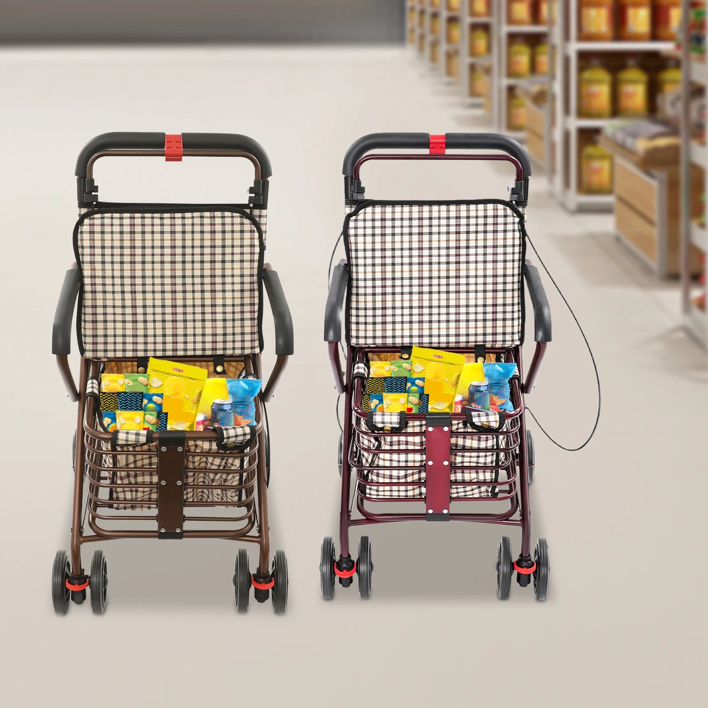 Hign-concerned Foldable Rolling Walker With Seat For Seniors Storage