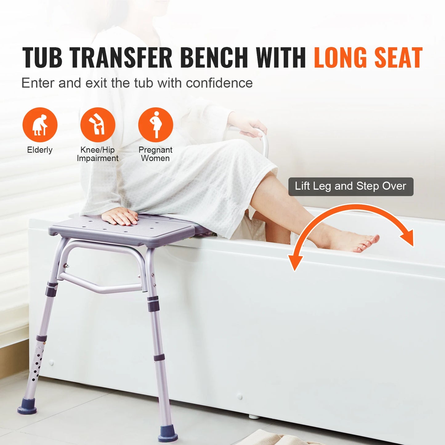 SucceBuy Tub Transfer Bench for Bathtub Shower Seats Lightweight Shower Bench with Non-Slip Bath Seats with Armrest and Backrest