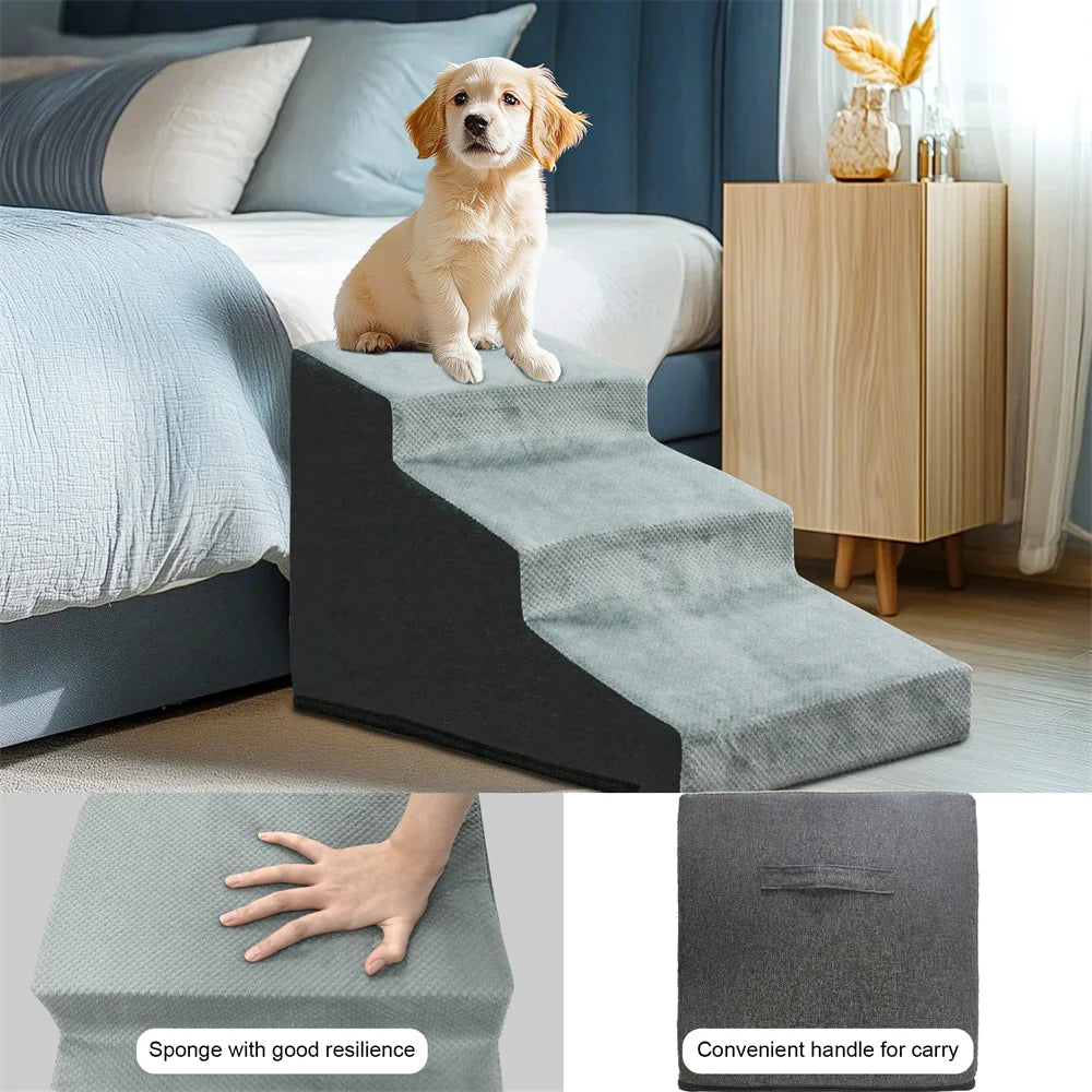 Dog Door 3/4 Step Pet Ramp Stairs For Cats Dogs Washable Removable