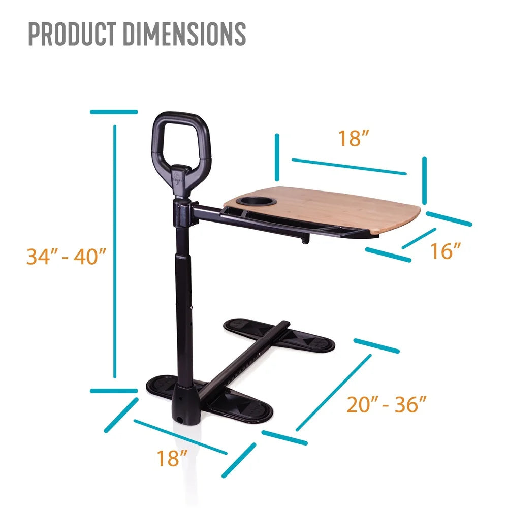 Adjustable Swivel TV Tray Table With Cupholder Stand Assist