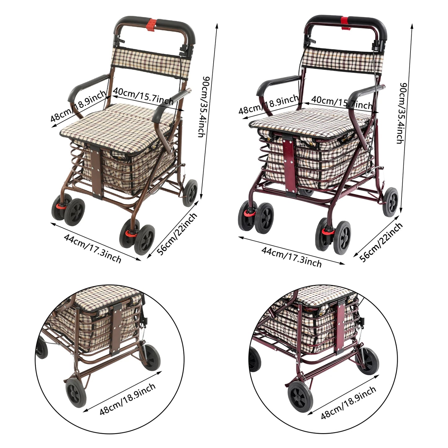 Hign-concerned Foldable Rolling Walker With Seat For Seniors Storage