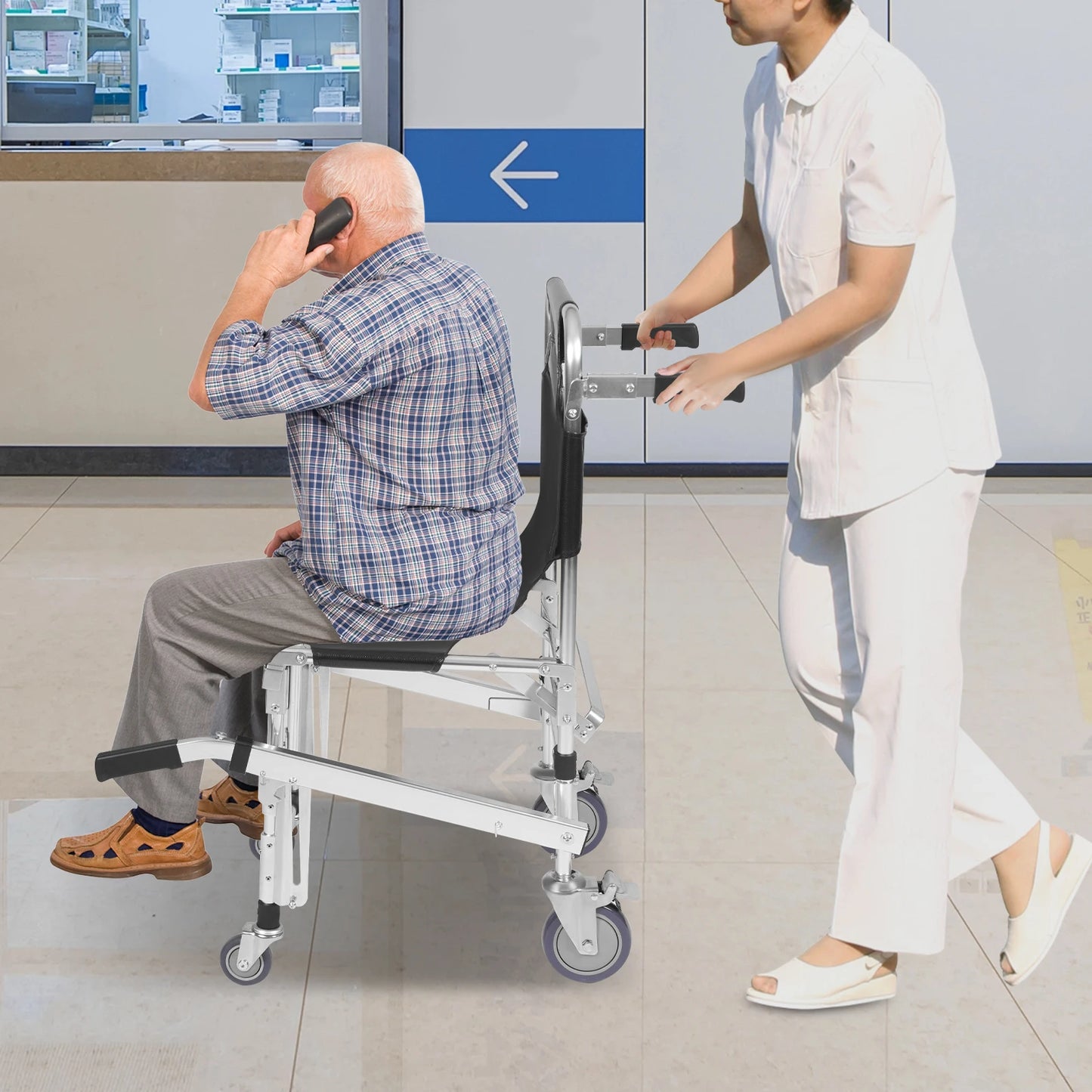 Hign-concerned Stair Climbing Wheelchair Foldable Aluminum Rescue Chair