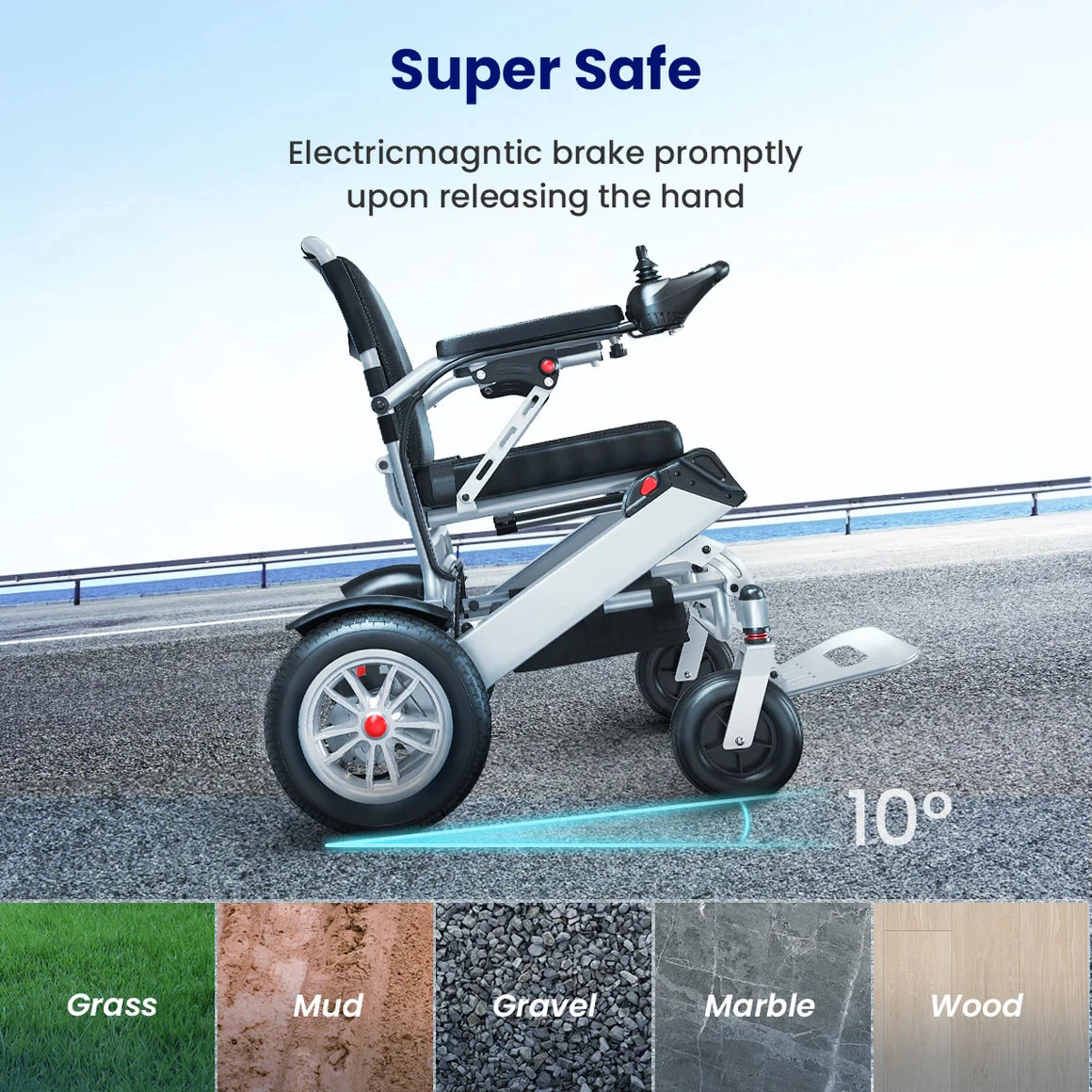 MAIDESITE Lightweight Foldable Electric Wheelchair for Adults