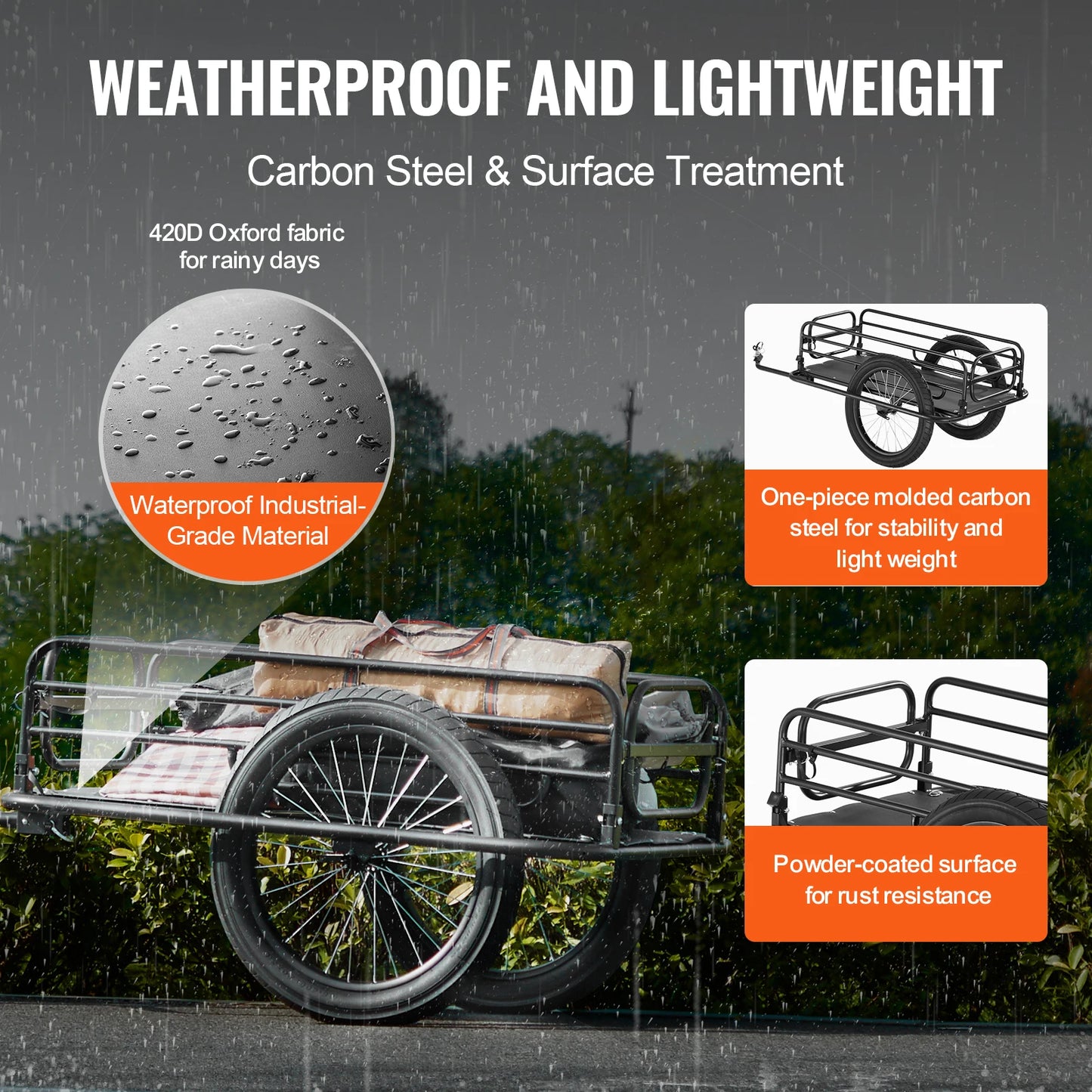 SucceBuy 275 lbs Bike Cargo Trailer Bicycle Wagon Cart Foldable Compact Storage with Universal Hitch 20" Wheels fits Most Bike