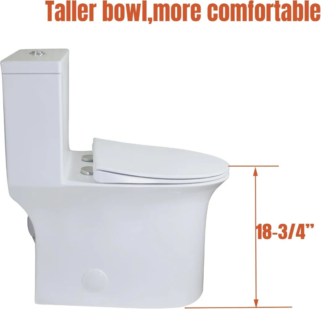 Tall ADA Compliant One-Piece Toilet With Dual Flush