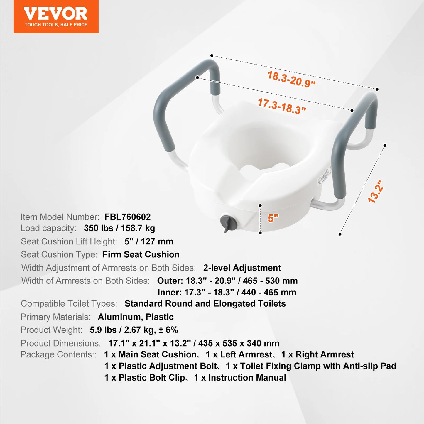 SucceBuy Raised Toilet Seat 350 Lbs Weight Capacity Easy Install