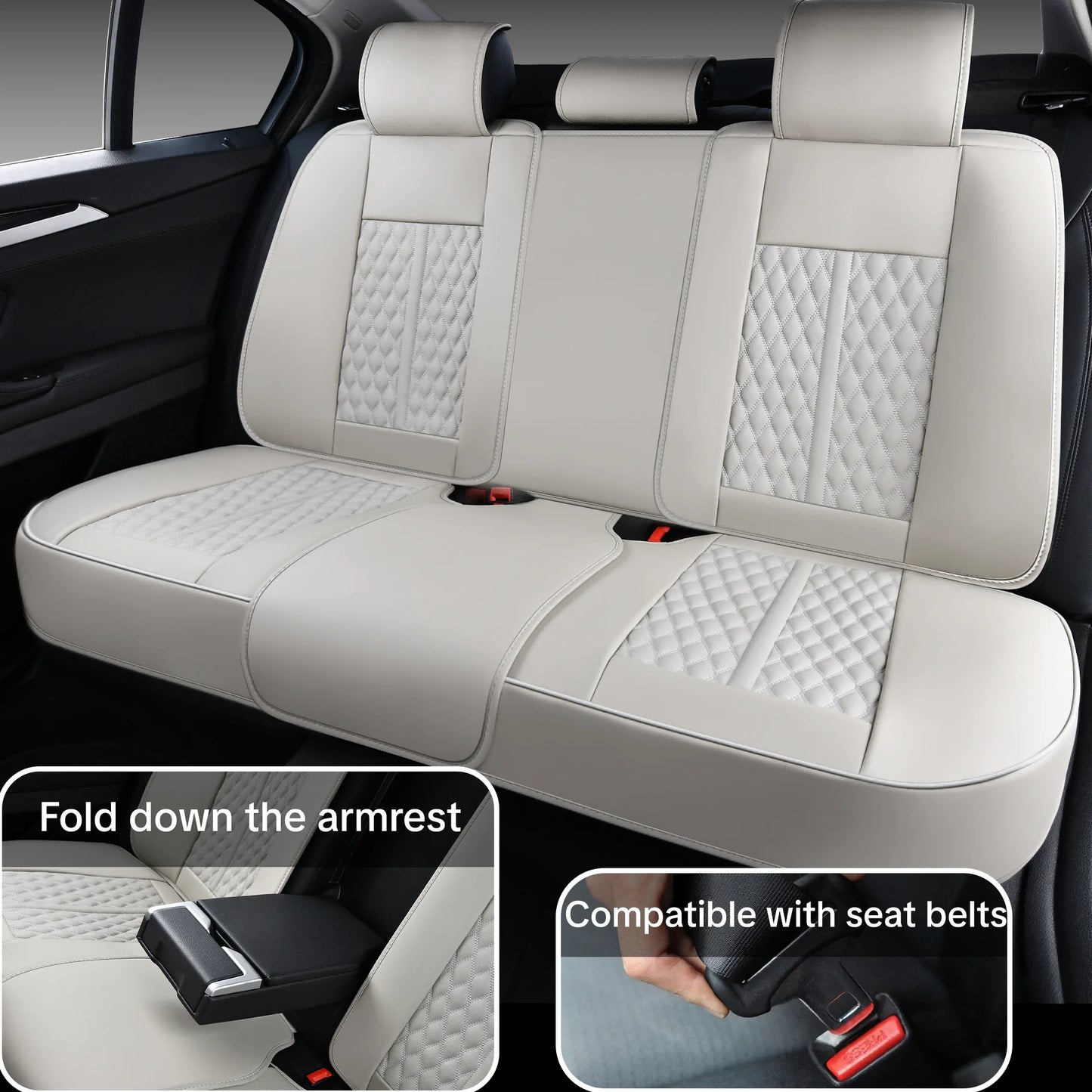 Car Seat Covers For Toyota 4runner/Camry/Corolla/Prius/Tundra/Venza/Yaris,Waterproof Leather， 5-Seat Full Set
