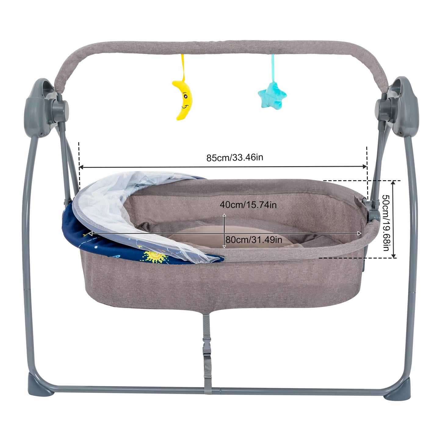 Baby Cradle Swing 5 Speeds Electric Stand Crib Auto Rocking Chair Bed with Remote Control for 0-18 Months Newborn Babies