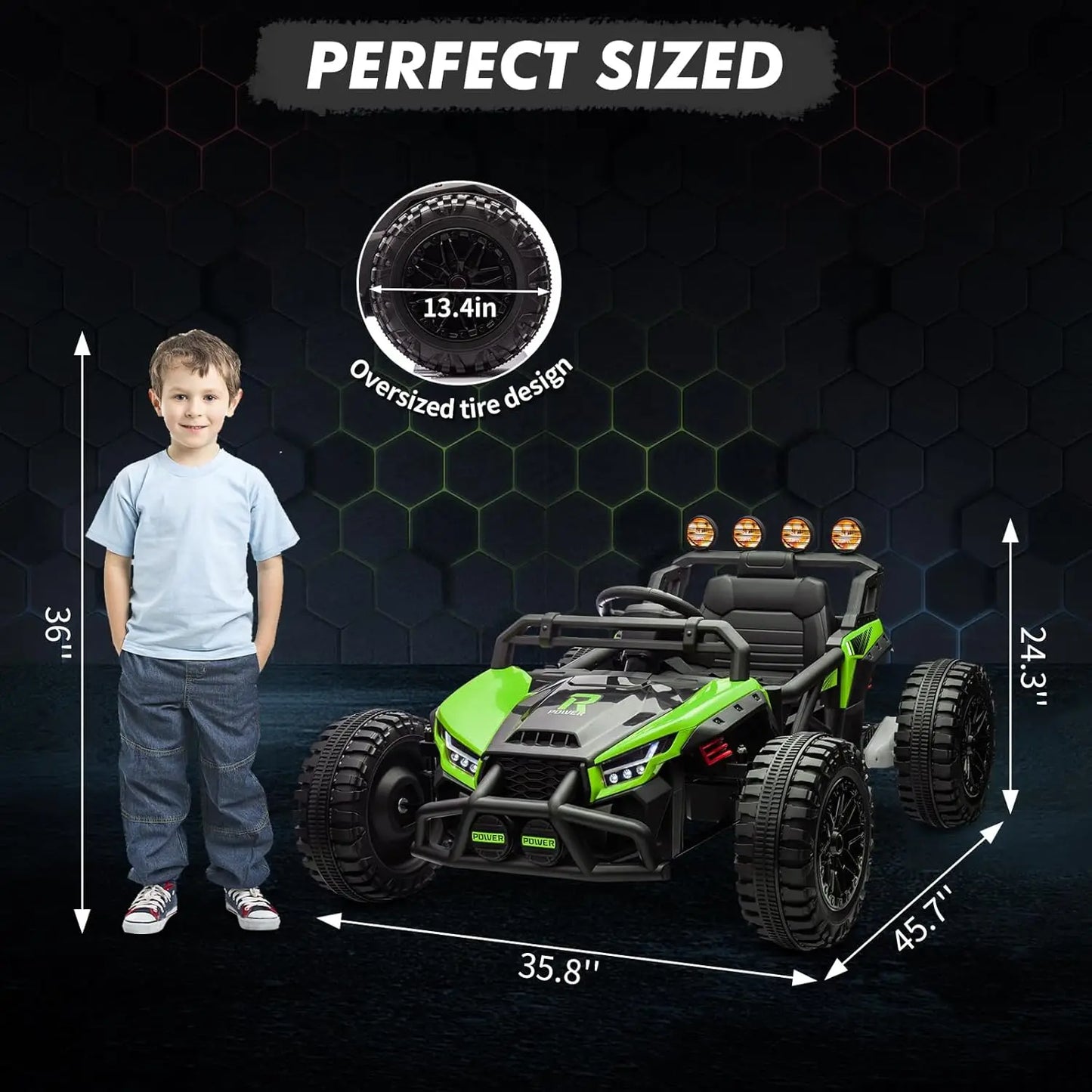 24V Kids Ride-On UTV Car Battery Powered 2 Seater Electric Vehicle with Remote Control 4-Wheel 2x200W Motors, LED Lights Music