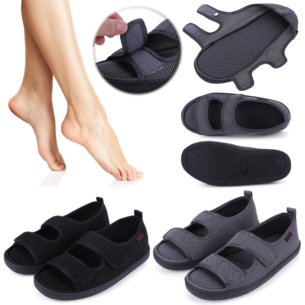 Shunmaii Diabetic Adjustable Hook Loop Walking Sandals For Swollen Feet