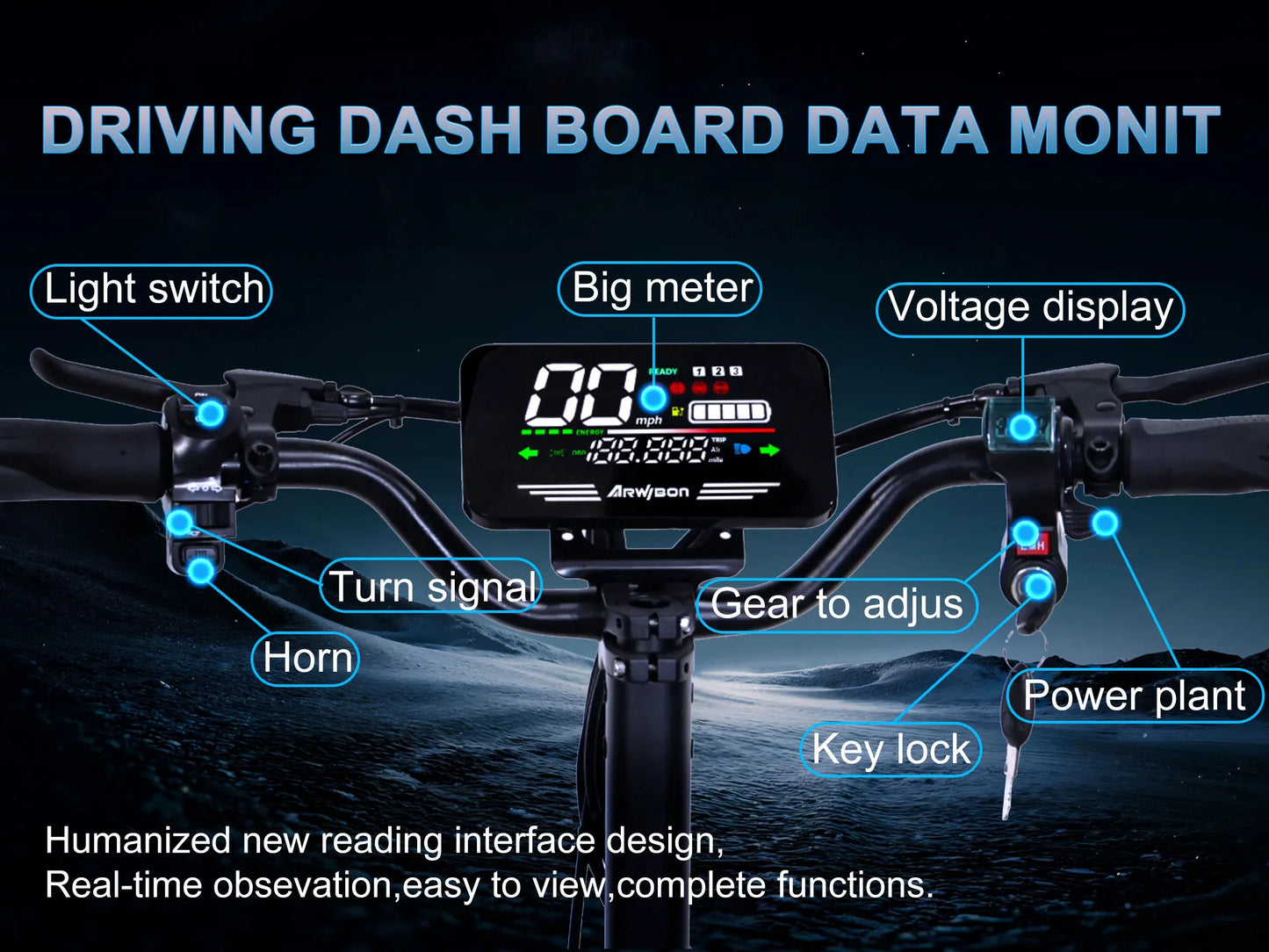 Arwibon GT06 1200W Foldable Electric Scooter 25MPH For Adults