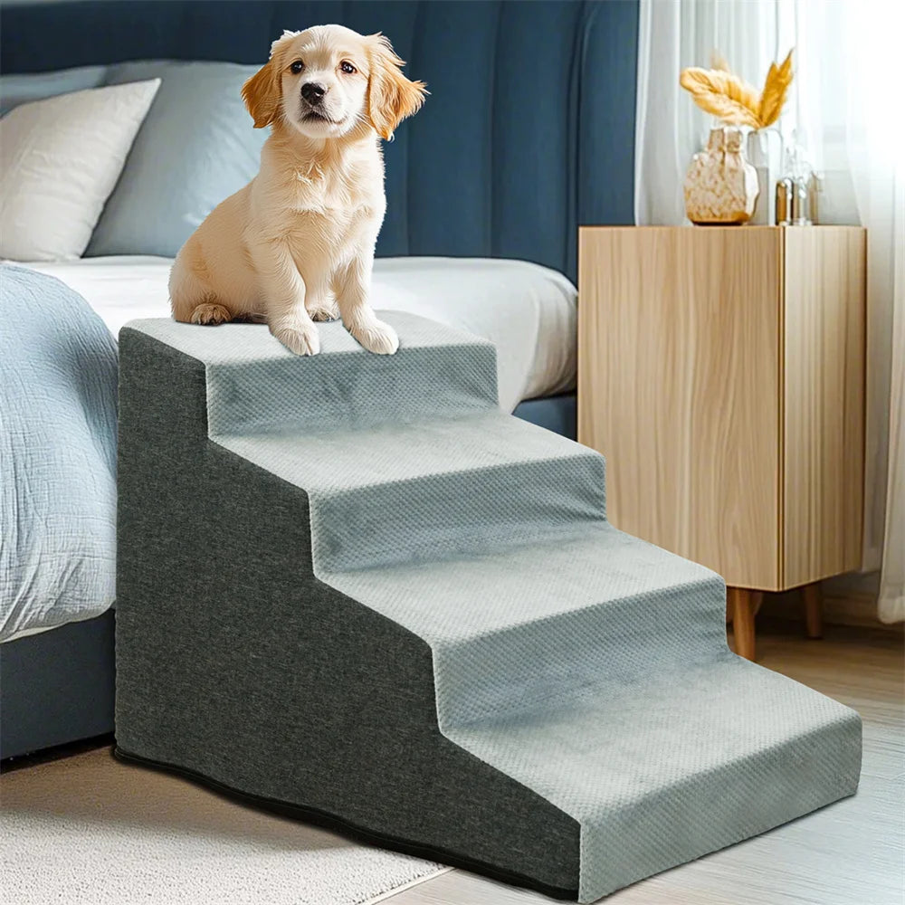 Dog Door 3/4 Step Pet Ramp Stairs For Cats Dogs Washable Removable