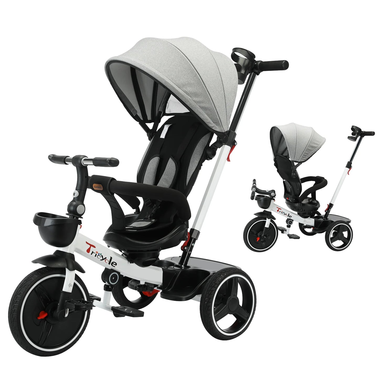 Ubravoo Baby Stroller Tricycle Ride Bike , 5-in-1, Adjustable Canopy, Sitting & Lying,Celerity Disassembly & Assembly,1-5 Years