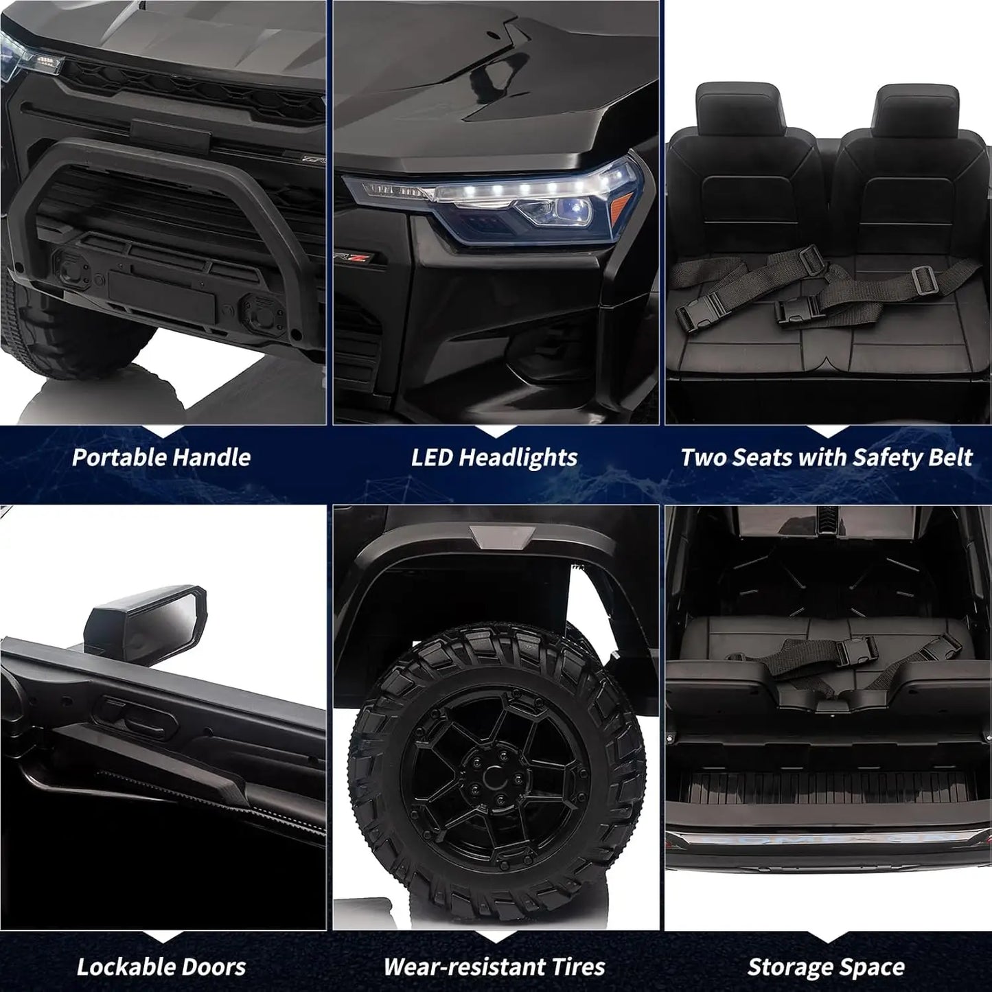 24V 2 Seater Kids Ride On Truck Electric Ride On Car Toy for Toddlers Battery Powered Vehicle with Remote Control, Trunk, Handle