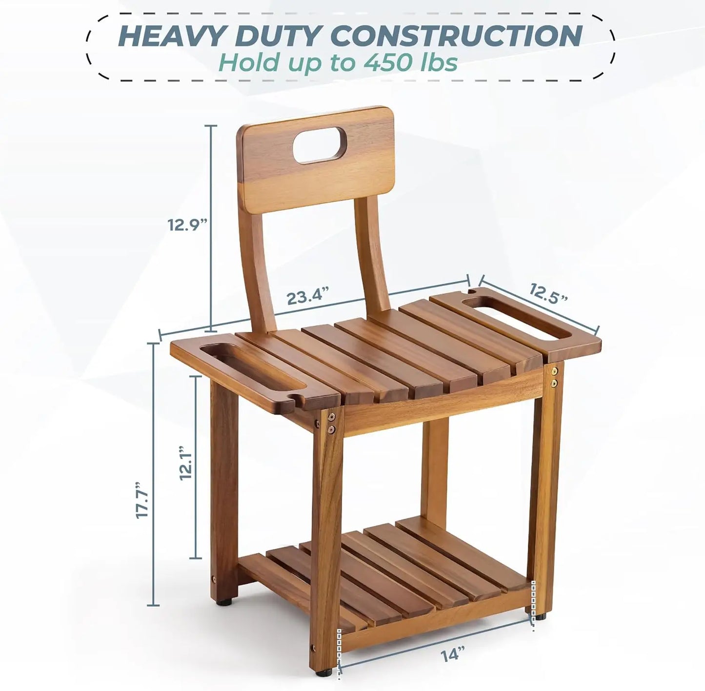 XMSJ Shower Chair With Backrest Heavy Duty Supports 450 Lbs