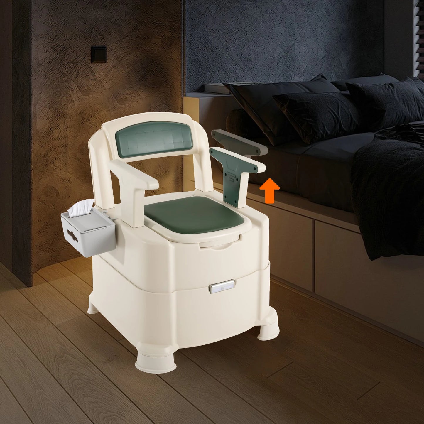 Feature Sensor Night Light Bedside Commode Toilet Portable 200kg