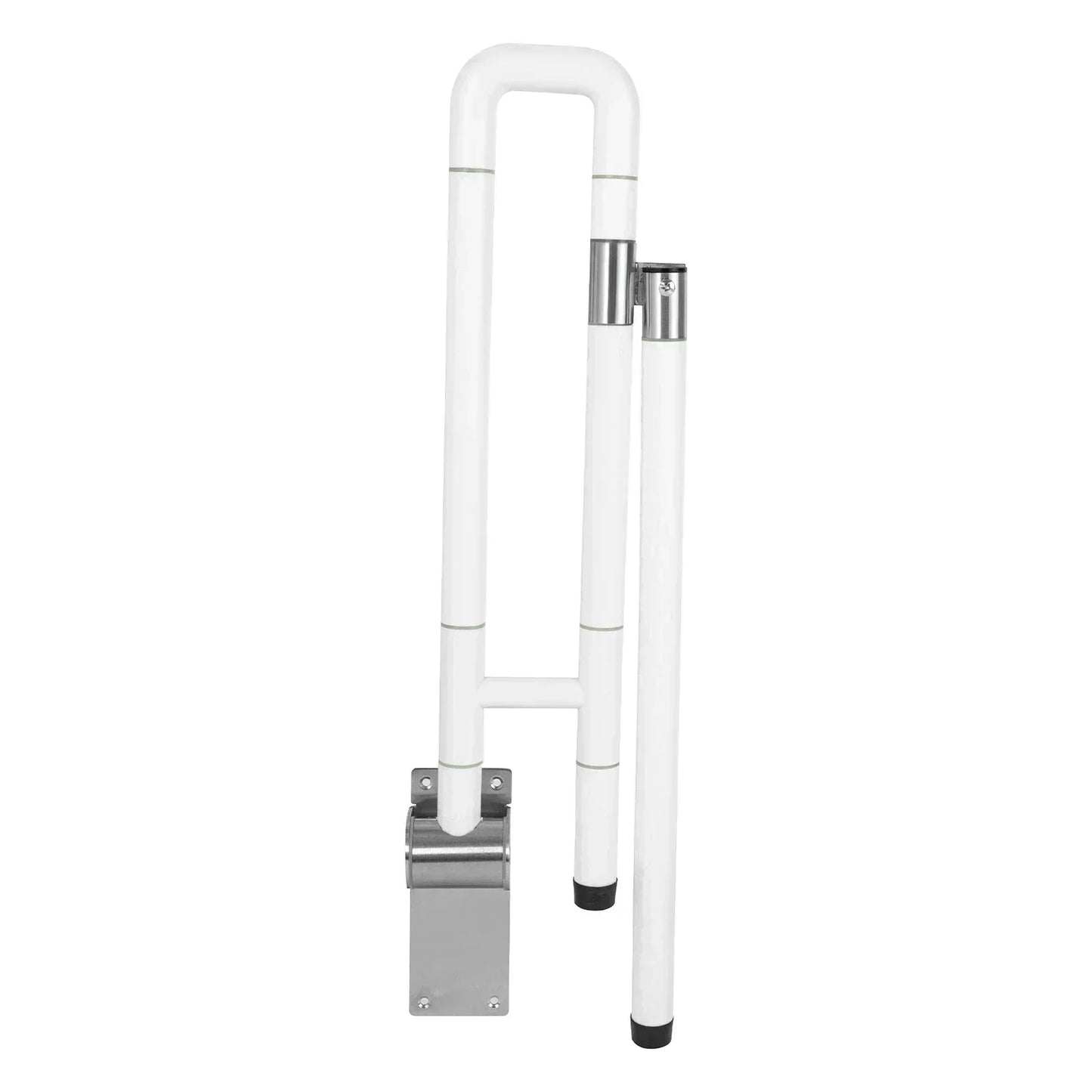 Foldable L-Shaped Toilet Support Rail with ABS-Stainless Steel 100kg Load Capacity Elderly Safety Aid (White, 70cm Height)