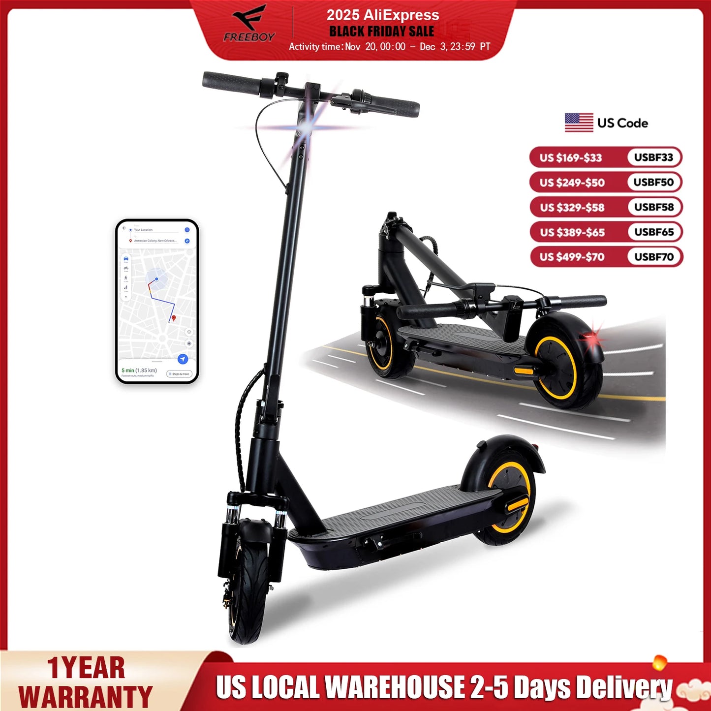 FREEBOY 500W Foldable Electric Scooter With 36V Battery