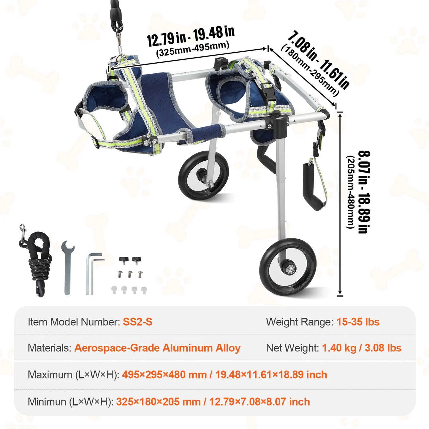 Hign-concerned SucceBuy 2 Wheel Dog Wheelchair For Hind Legs