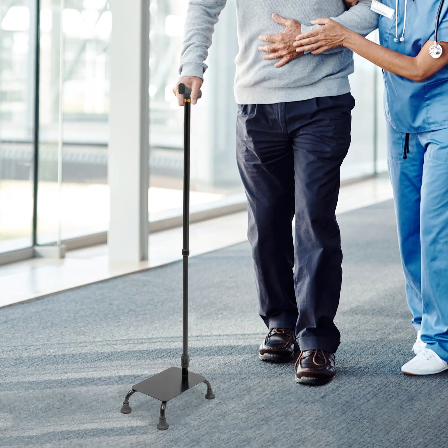 Bymaocar 2In1 Non Slip Pedal Stairs Cane Walking Stick