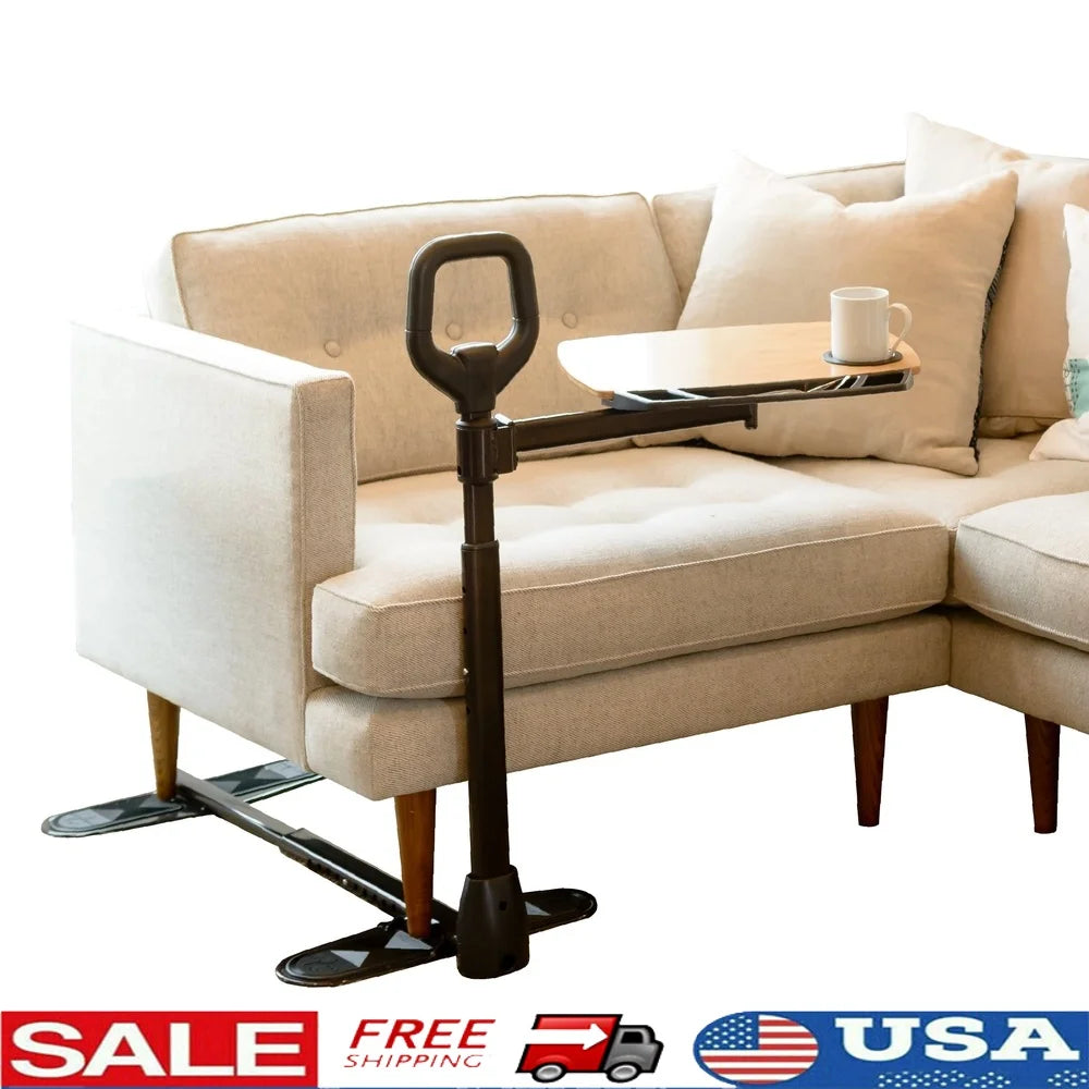 Adjustable Swivel TV Tray Table With Cupholder Stand Assist