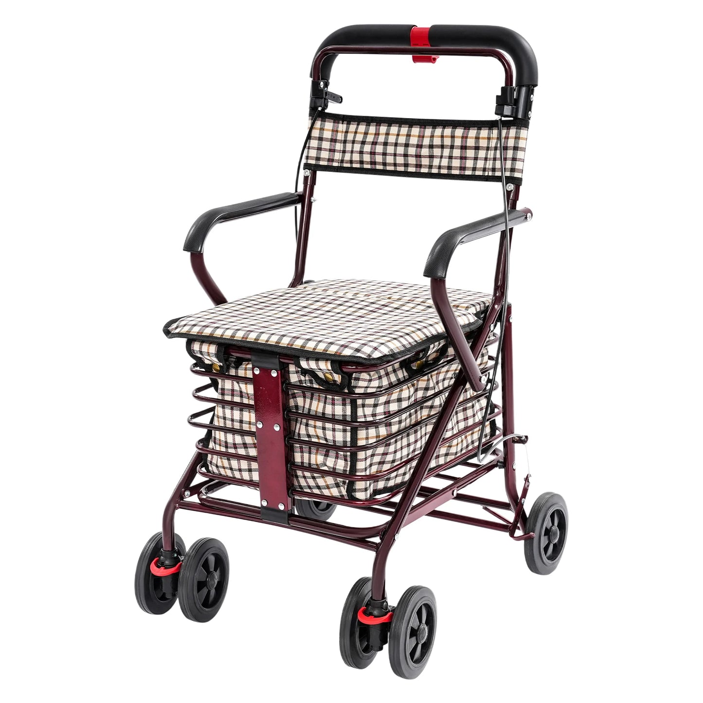 Hign-concerned Foldable Rolling Walker With Seat For Seniors Storage