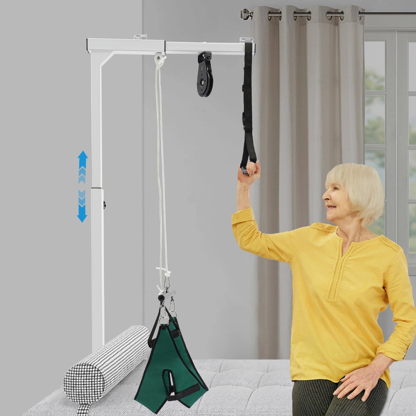 Multifunctional Standing & Bed Lift Assist Frame - Steel Construction, 220lbs Capacity, White Finish, Safe Rise Aid for Seniors