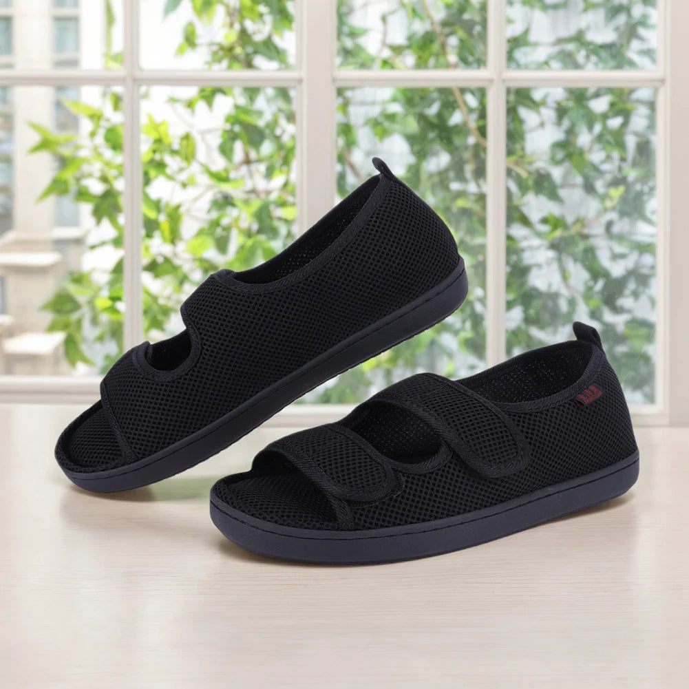 Shunmaii Diabetic Adjustable Hook Loop Walking Sandals For Swollen Feet