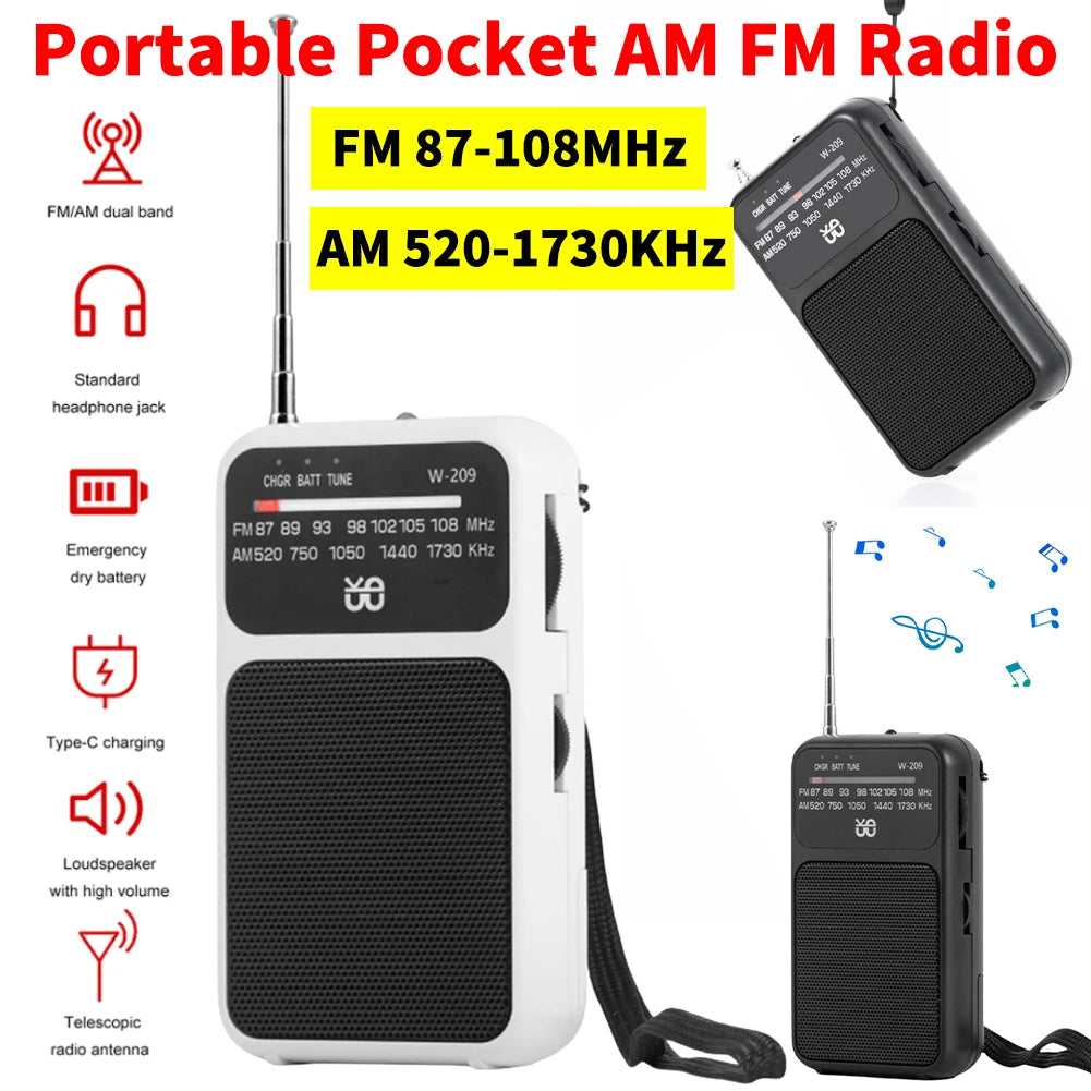 ALLOYSEED Portable AM FM Radio With Built In Speaker