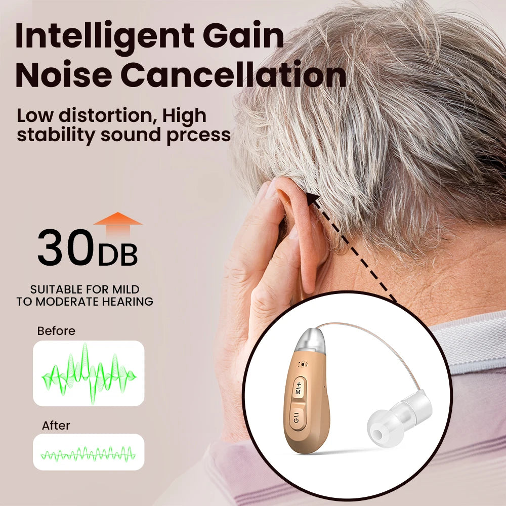 Jinghao Rechargeable Elderly Hearing Aids BTE With Dock Charger
