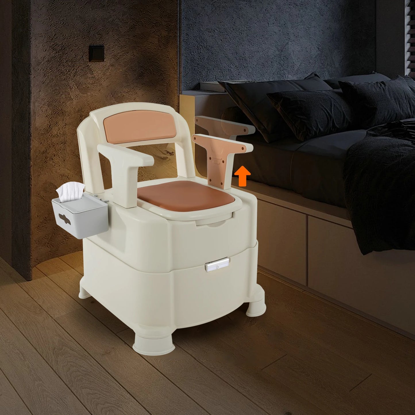 Feature Sensor Night Light Bedside Commode Toilet Portable 200kg