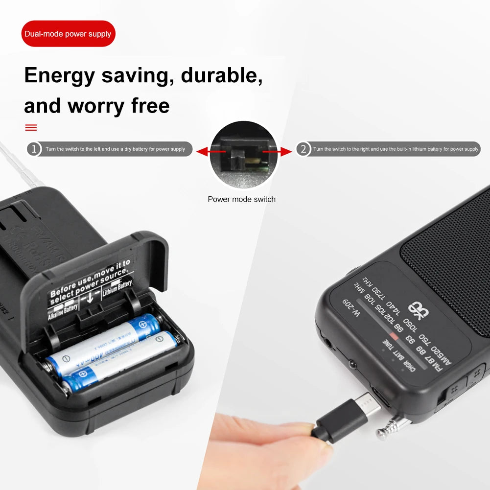 ALLOYSEED Portable AM FM Radio With Built In Speaker