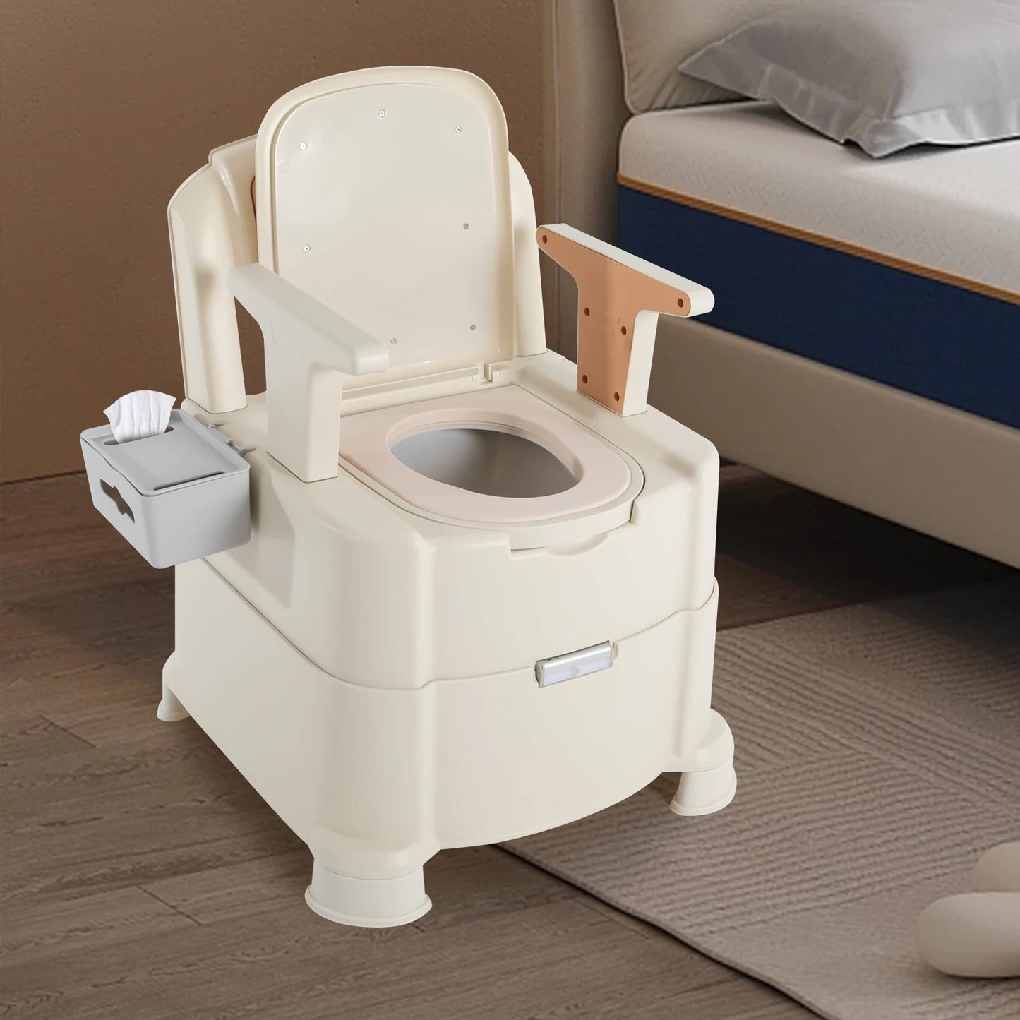 Feature Sensor Night Light Bedside Commode Portable Toilet 200kg Load
