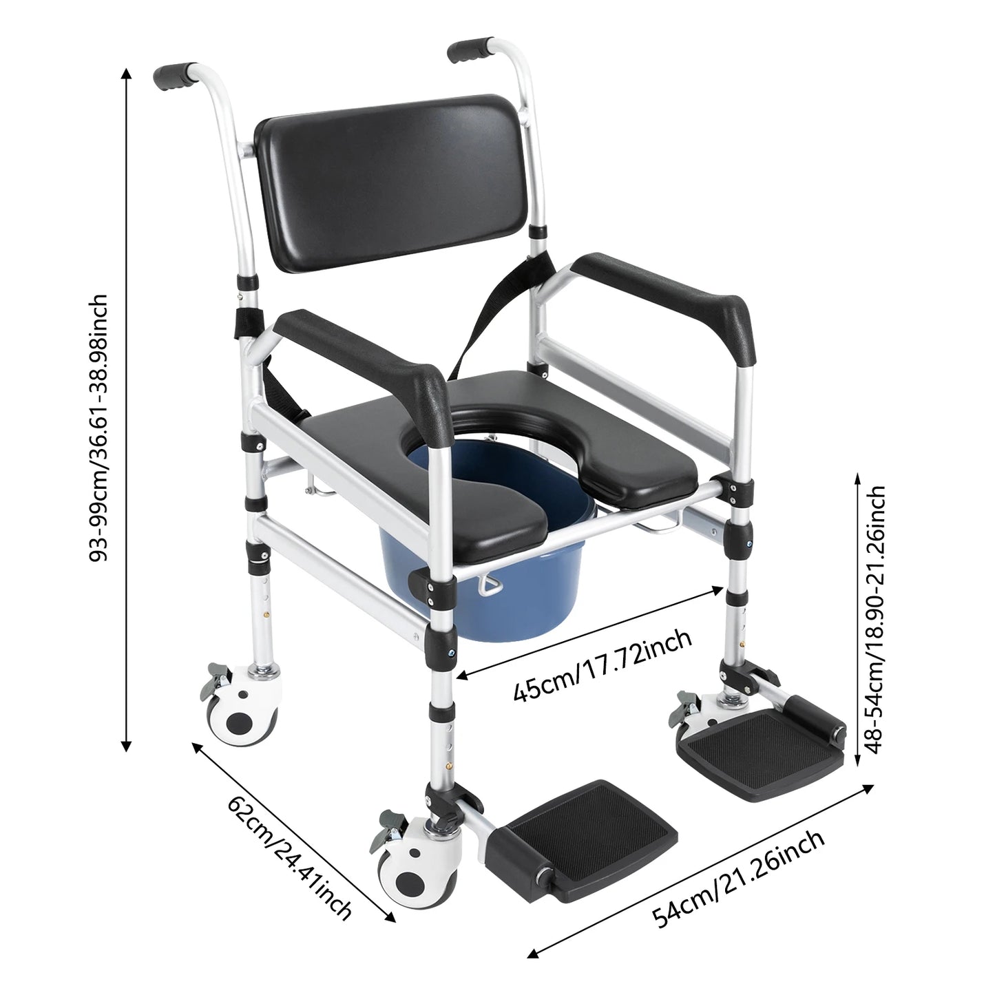 Bymaocar Folding Shower Chair With Adjustable Height And Universal Wheels
