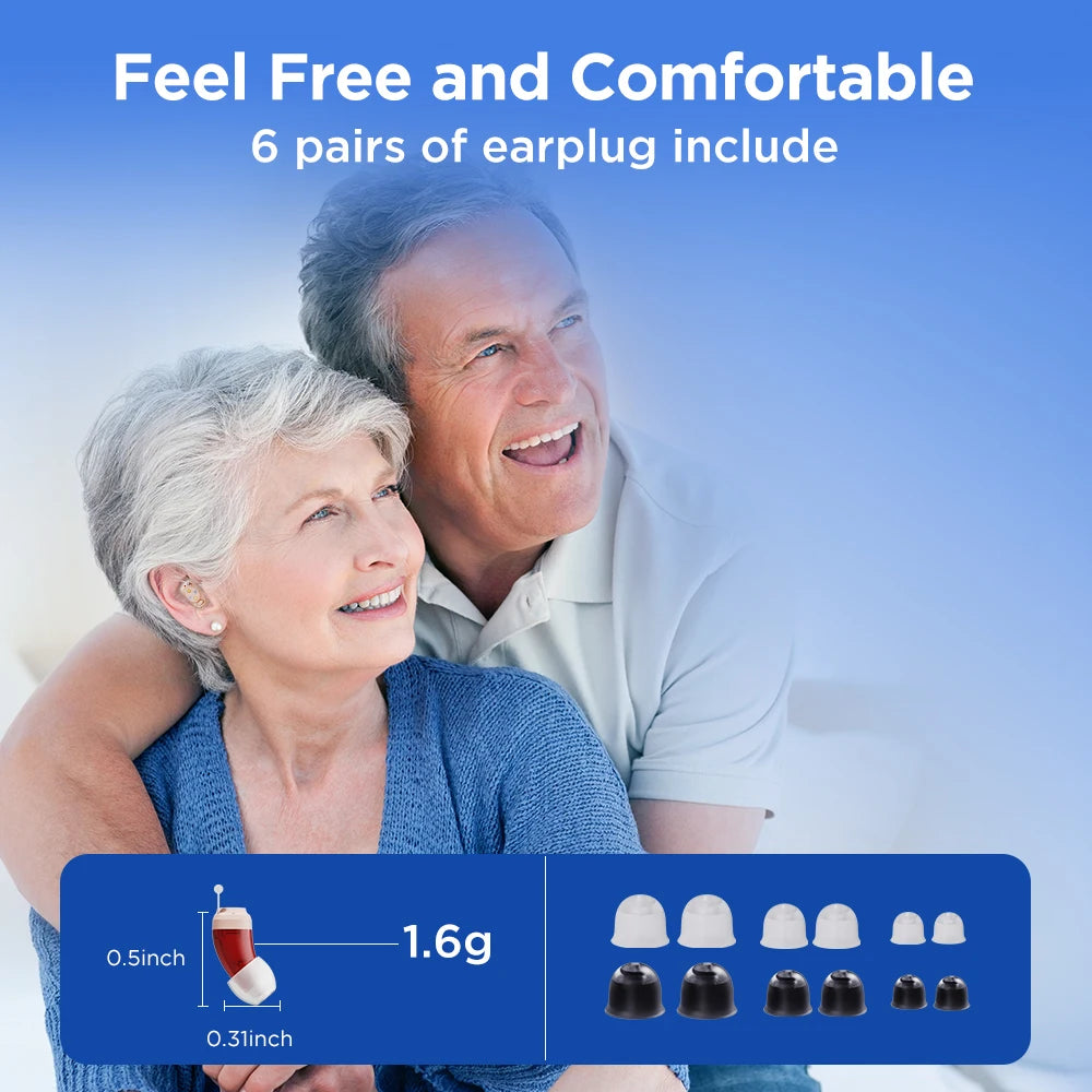 JINGHAO One Pair Rechargerable Hearing Aids Digital In Ear Small Sound Voice Amplifier Enhancer with Charger Case